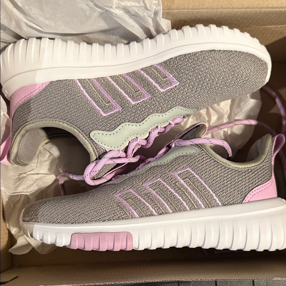 Adidas kids Gray and Light Pink Sneakers